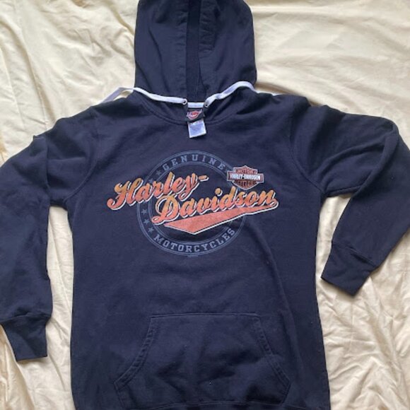 Harley-Davidson | Genuine Motorcycles Graphic Hoodie | Navy Blue | Size M | Used - Picture 1 of 2